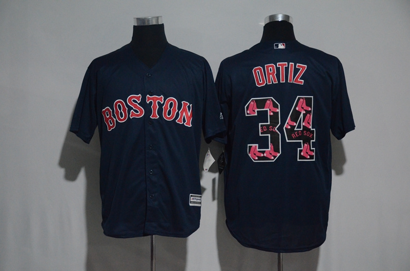 2017 MLB Boston Red Sox #34 Ortiz Blue Fashion Edition Jerseys->boston red sox->MLB Jersey
